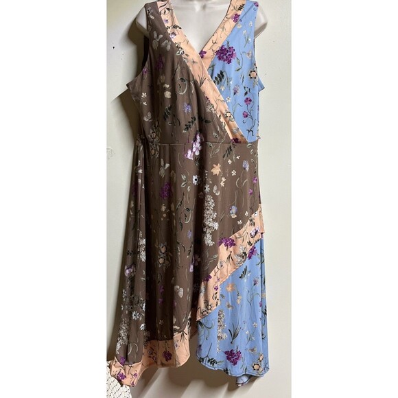 C Est 1946 Slip Dress Blue Floral Sleeveless Womdn's Size XL Wrap Front - Picture 2 of 12